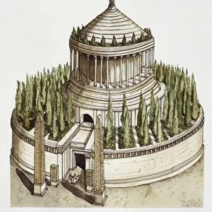Ancient Rome, the Mausoleum of Augustus, drawing