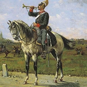 Piedmontese military trumpeter, painting by E. Ghione