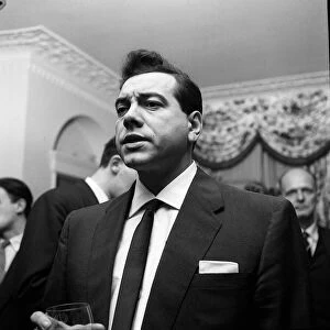 Mario Lanza Opera singer at a reception Nov 1957 holding wine glass