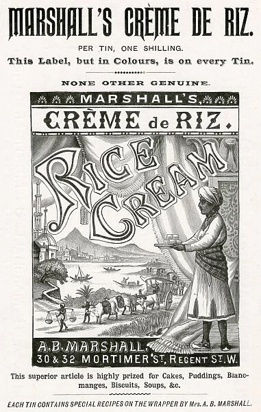 Advert for Marshalls Cr譥De Riz, rice cream 1899