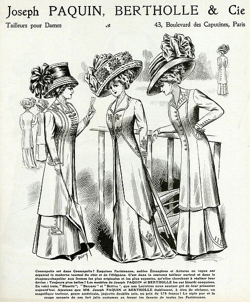 Advert for Paquin womens clothing 1909