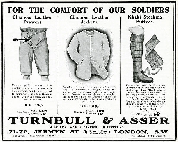 Advert for Turnbull and Asser military outfits 1916