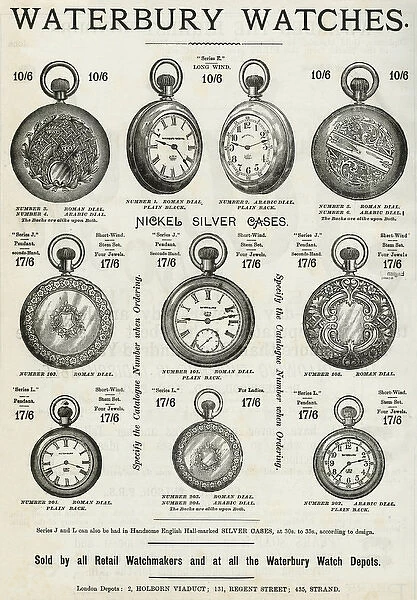 Advert for Waterbury pocket watches 1890