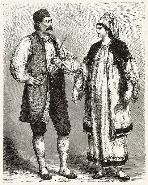 An Albanian couple in traditional dress Date: circa 1870