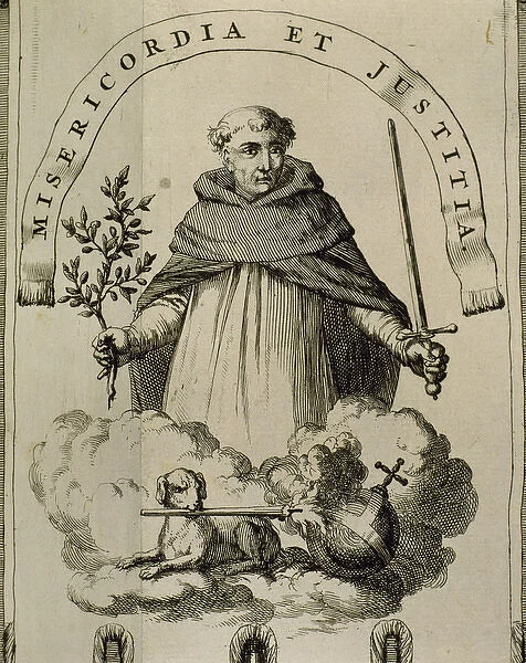 Banner of the Inquisition in Goa. Engraving