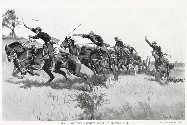 Battle of San Juan. Captain Grimes Battery going up El Poso Hill. Date: 1898