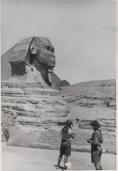 Boy scouts admiring the Sphinx, Egypt