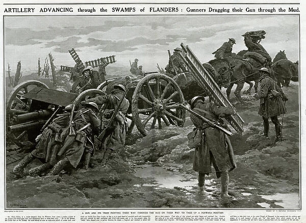 British artillery advances through Flanders mud