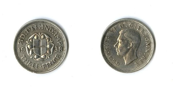 British coin, George VI silver threepenny bit