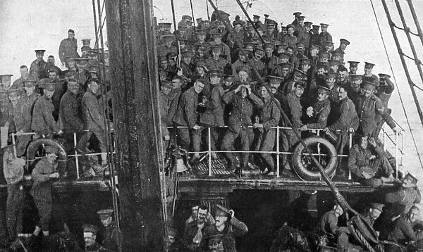 British troops crossing the Channel, WW1, Aug 1914