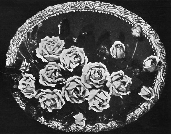 Cake design, flower making. Marzipan Rose Plaque