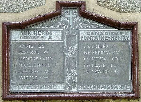 Canadian Casualties Memorial Fontaine Henry church