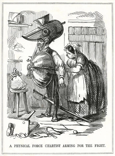 Cartoon, A Physical Force Chartist Arming for the Fight