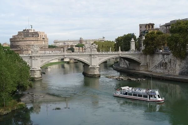 Castle, River and Bridge, Rome, Italy