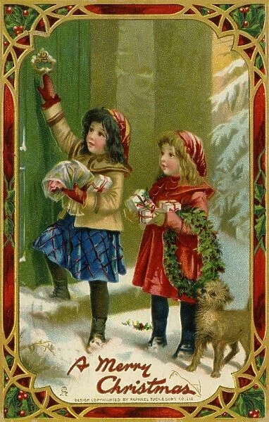 Children bearing Xmas gifts