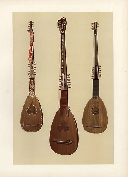 Three chitarroni (theorbo or bass lute)