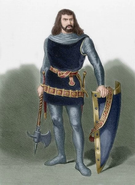 Count Bera (d. 844). Engraving. Colored