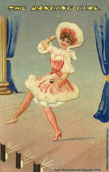 The Dancing Girl - postcard with a central pivot
