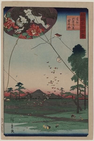 Distant view of Akiba of Enshu: kites of Fukuroi