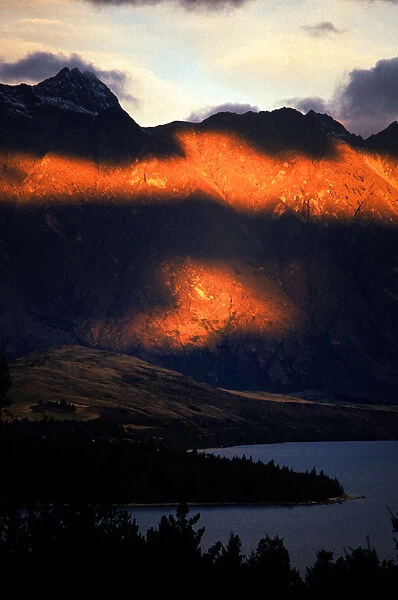Dramatic light on the Cook range of mountains, New Zealand