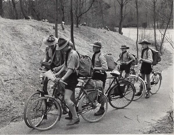 Dutch scouts on a cycling trek, Netherlands