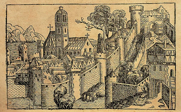 Engraving depicting the city of Alexandria. Liber chronicaru