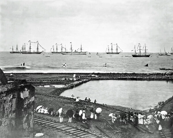Fleet of ships off Bombay (Mumbai), India