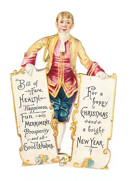 Footman on a cutout Christmas and New Year card