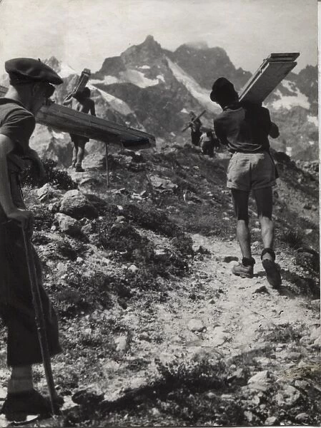 French scouts carrying planks of wood