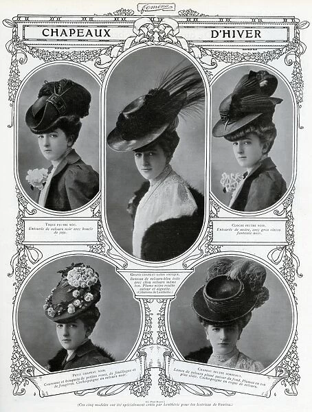 French woman wearing edwardain winter hats 1906