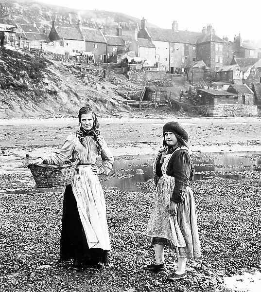 Gathering shellfish, Whitby, Victorian period