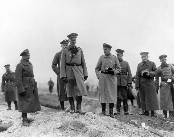 General von Hulsen and staff, France, WW1