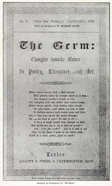 The Germ, the magazine founded by the Pre-Raphaelite Brotherhood in 1850 at the beginning