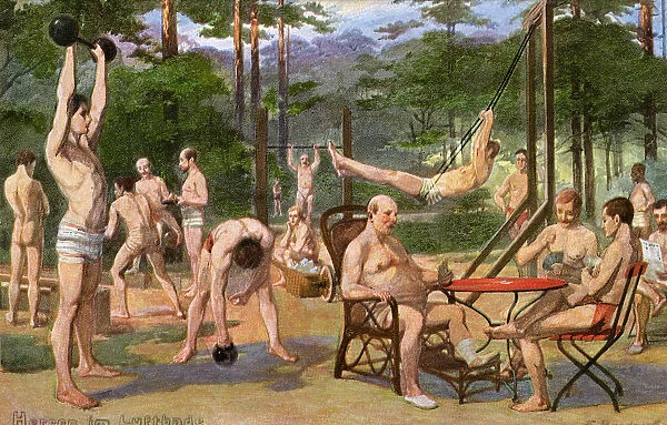 German Men at an open air spa