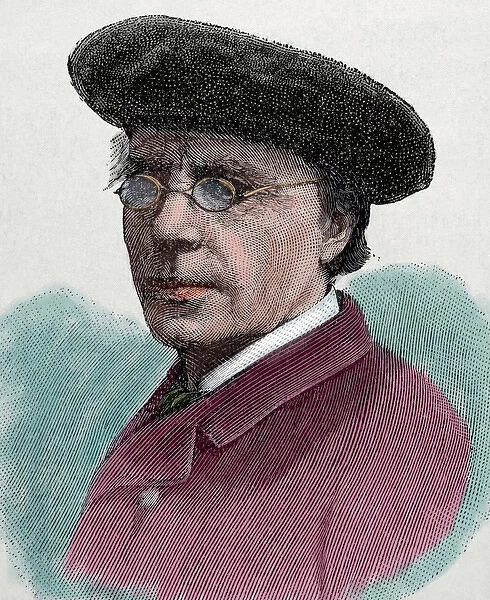 Jonas Lie (1833-1908). Norwegian novelist. Engraving. Colore