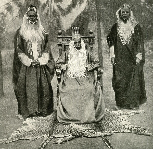 King of Bunyoro and two chiefs, Western Uganda, East Africa