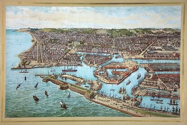 Le Havre. The town and port of Le Havre, France 1887 Date: 1887