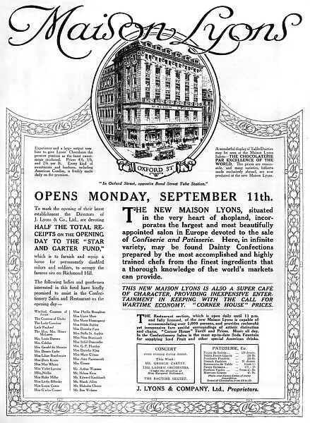 Lyons Corner House advertisement, 1916