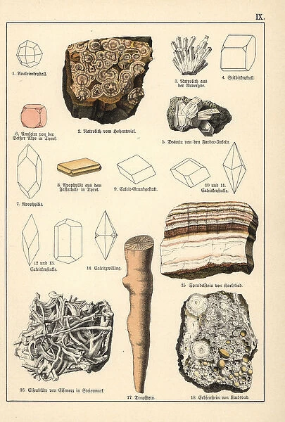 Minerals and crystals including natrolite, pisolite, etc