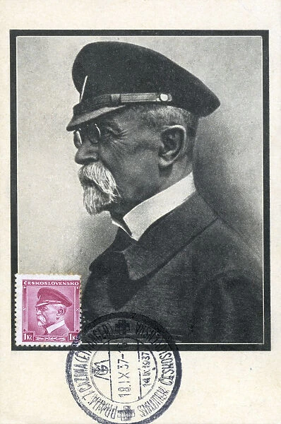 Mourning card for President T. G. Masaryk of Czechoslovakia