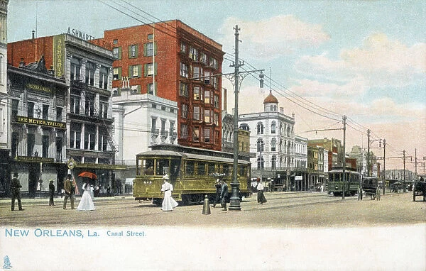 New Orleans, Louisiana, USA - Canal Street with Trams