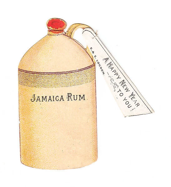 New Year card in the shape of a jug of rum