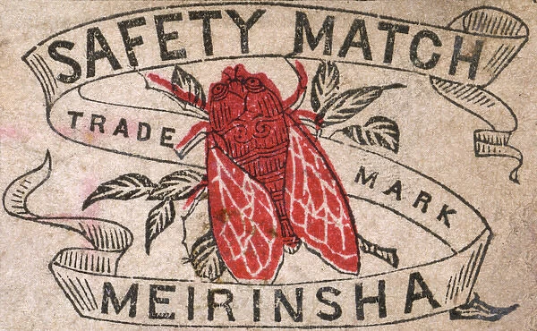 Old Japanese Matchbox label with a red fly