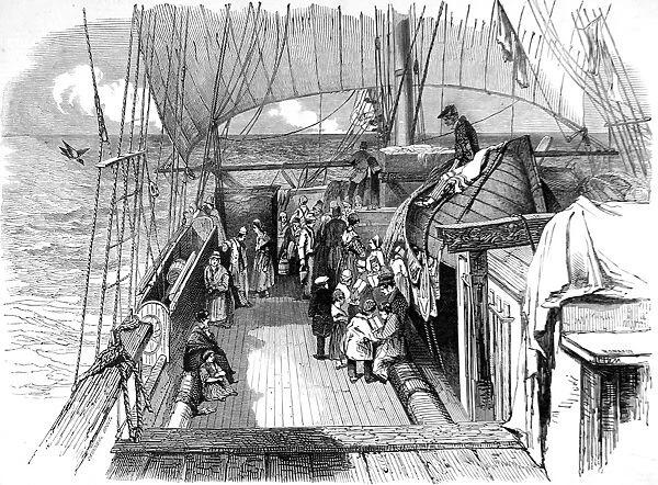 Passengers on the deck of an Emigrant Ship, 1849