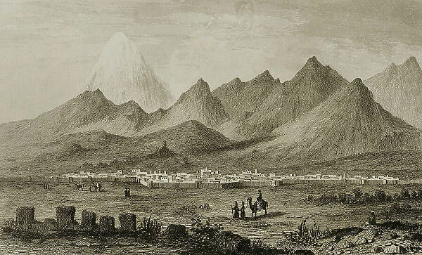 Persia, Tehran. Panoramic of the city and Elburz mountains