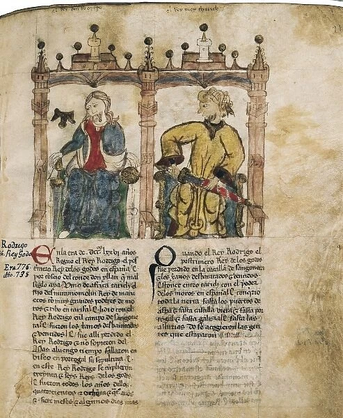 Portrait of the Visigothic king Don Rodrigo (left)