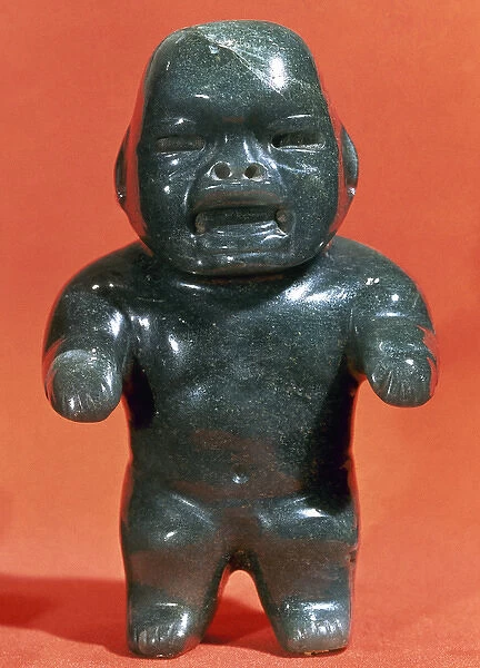 Pre-columbian Art. Olmec culture. Small jade figure depictin