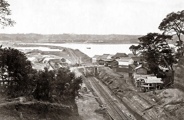 Railway line, Kanagawa, Yokohama, Japan, 1870s