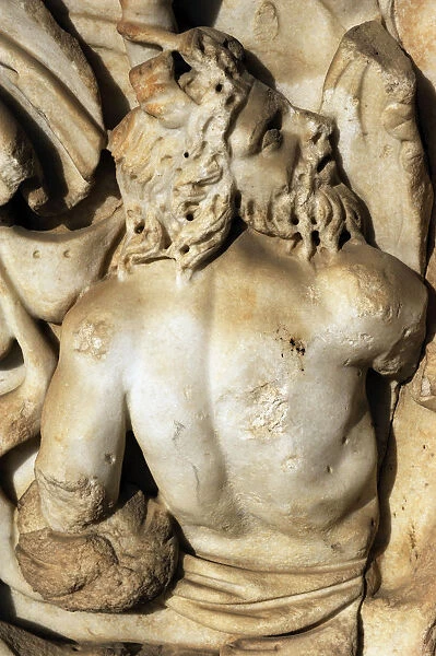 Sarcophagus, marble. Tel Turmus. Roman period. 3rd century A