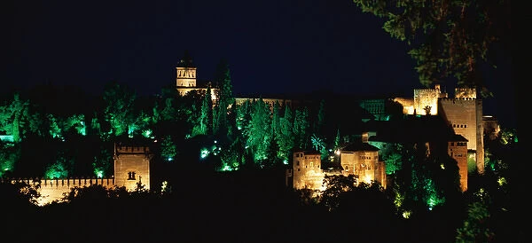 Spain. Granada. Alhambra. NIght view